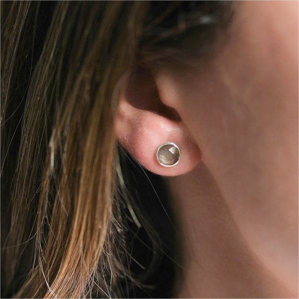 Savanne Sterling Silver & Labradorite Stud Earrings-Auree Jewellery