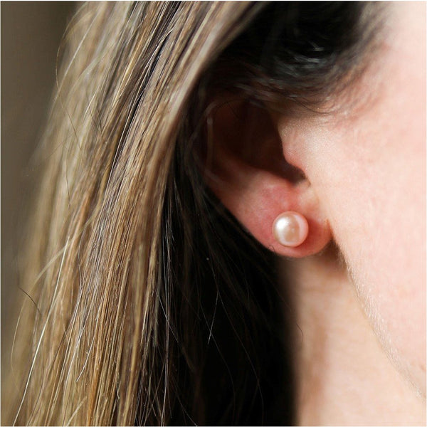 Seville Pink Freshwater Pearl Stud Earrings-Auree Jewellery