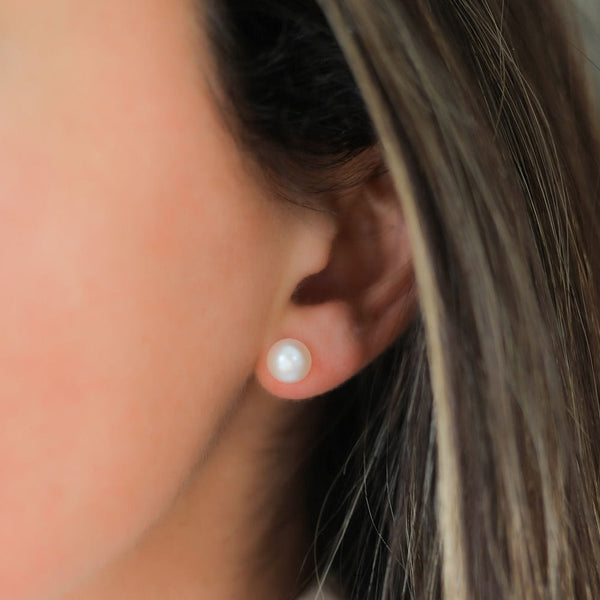 Seville White Pearl & Gold Vermeil Stud Earrings-Auree Jewellery