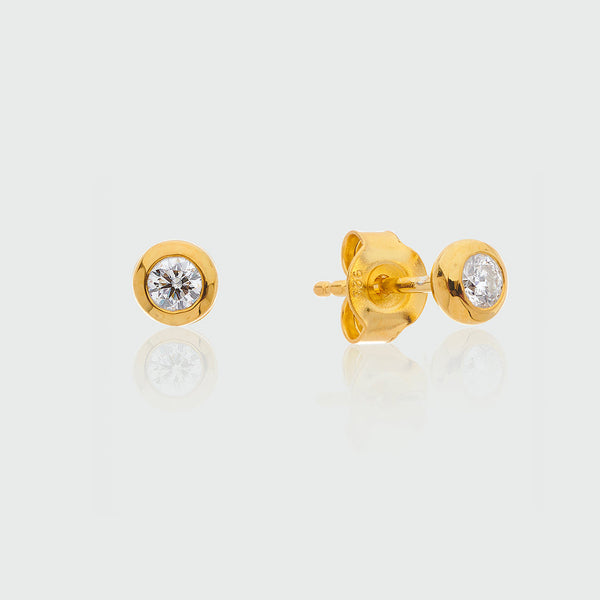 Hampton Gold Vermeil & Cubic Zirconia Stud Earrings-Auree Jewellery