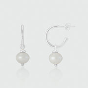 Manhattan Silver & Freshwater Pearl Interchangeable Hoop Earrings-Auree Jewellery