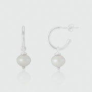 Manhattan Silver & Freshwater Pearl Interchangeable Hoop Earrings-Auree Jewellery