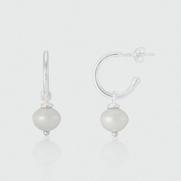 Manhattan Silver & Freshwater Pearl Interchangeable Hoop Earrings