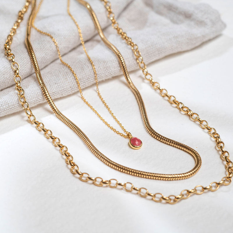 Layering Gold Chain and Ruby Necklace Set-Auree Jewellery