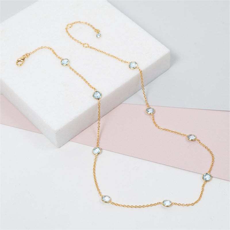 Antibes Blue Topaz & Gold Vermeil Necklace-Auree Jewellery