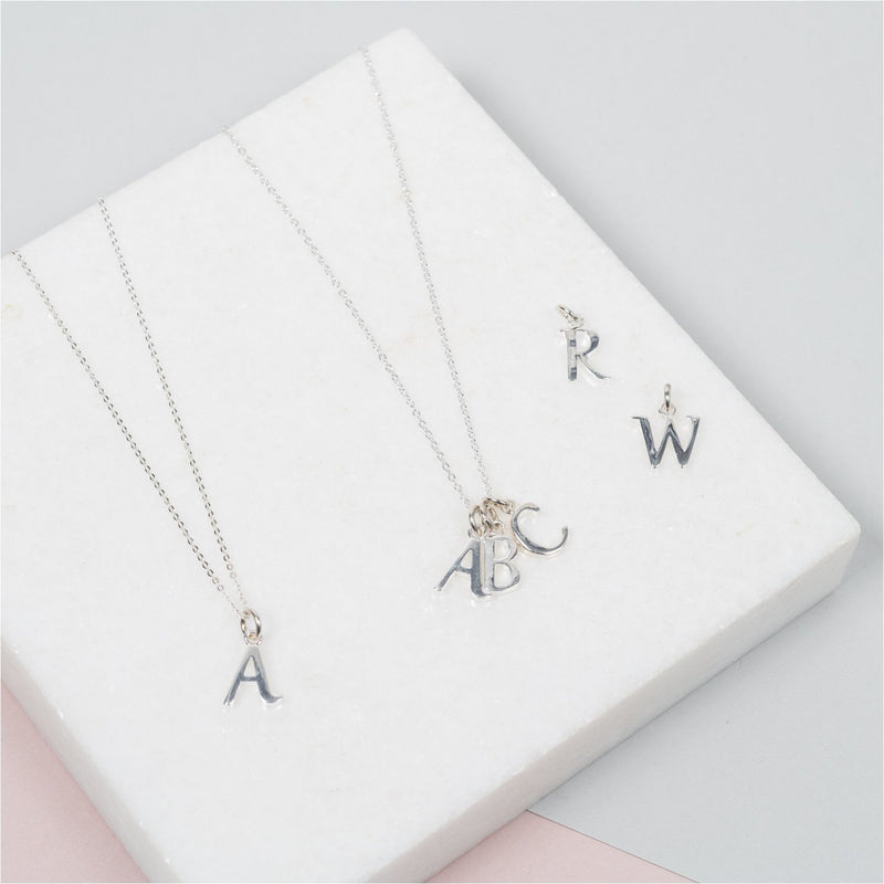 Audley Sterling Silver Alphabet Pendant (no chain)-Auree Jewellery