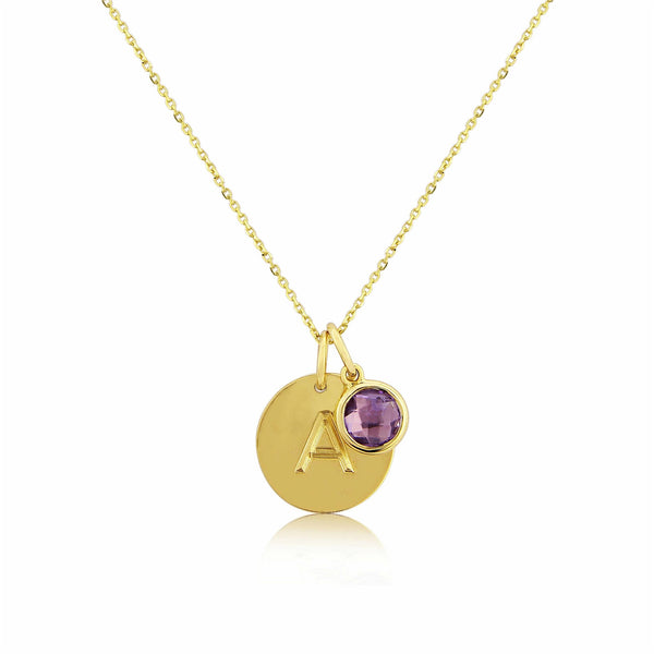 Bali 9ct Gold & Amethyst February Birthstone Pendant-Auree Jewellery