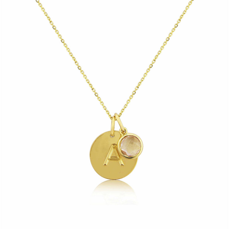 Bali 9ct Gold & Rose Quartz October Birthstone Pendant-Auree Jewellery