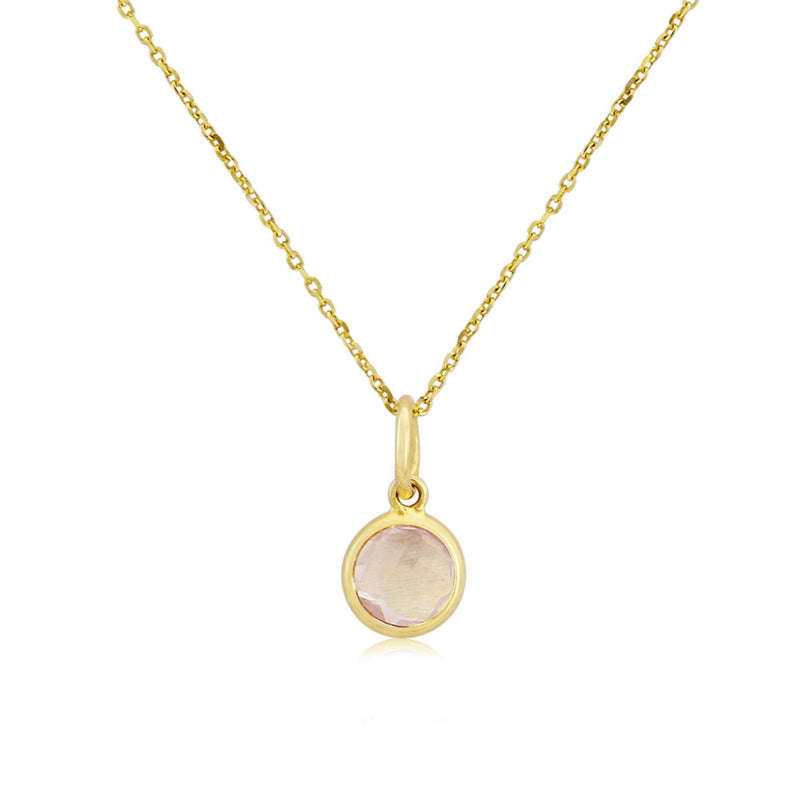 Bali 9ct Gold & Rose Quartz October Birthstone Pendant-Auree Jewellery