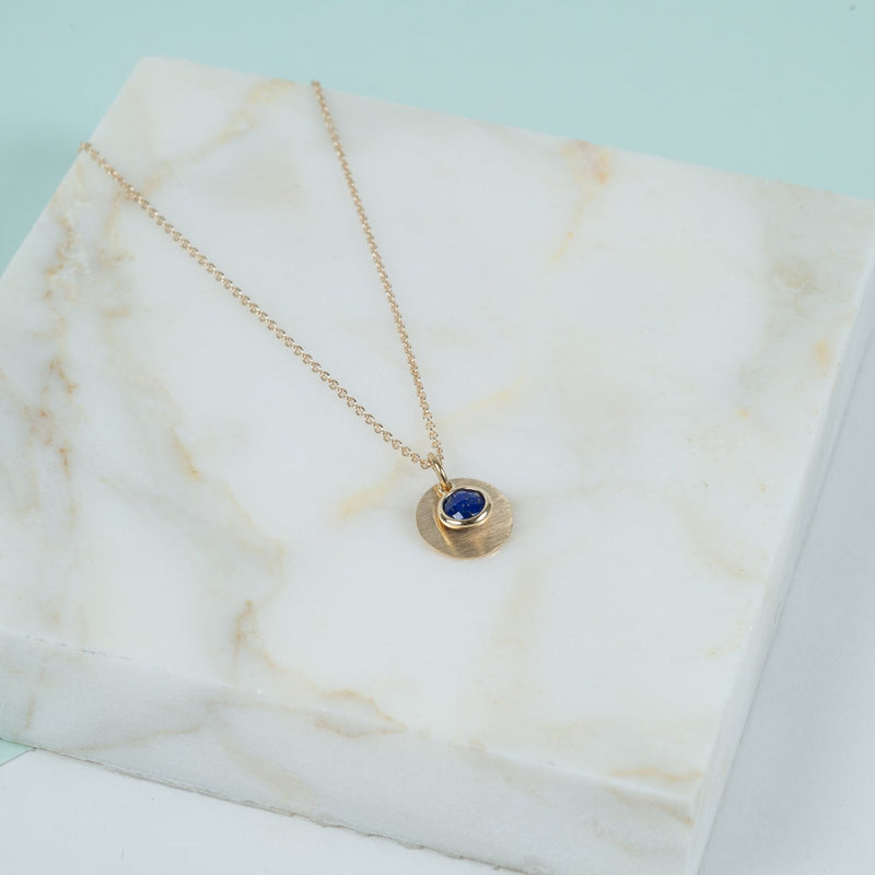 Bali 9ct Gold Lapis Lazuli September Birthstone Necklace-Auree Jewellery