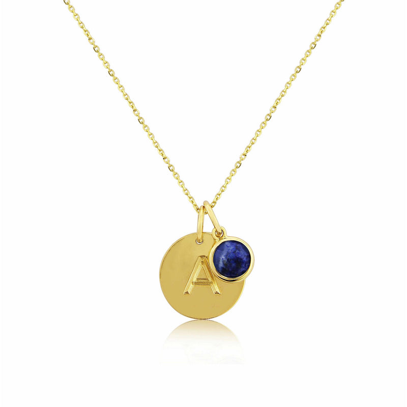 Bali 9ct Gold & Lapis Lazuli September Birthstone Pendant-Auree Jewellery