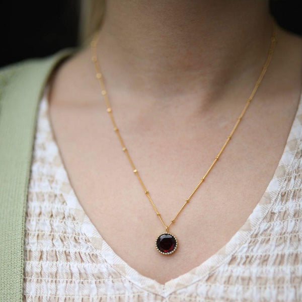 Barcelona January Garnet Birthstone Necklace-Auree Jewellery
