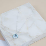 Barcelona Silver March Blue Topaz Birthstone Necklace-Auree Jewellery