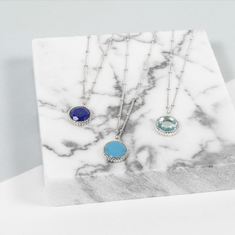 Barcelona Silver September Lapis Lazuli Birthstone Necklace-Auree Jewellery