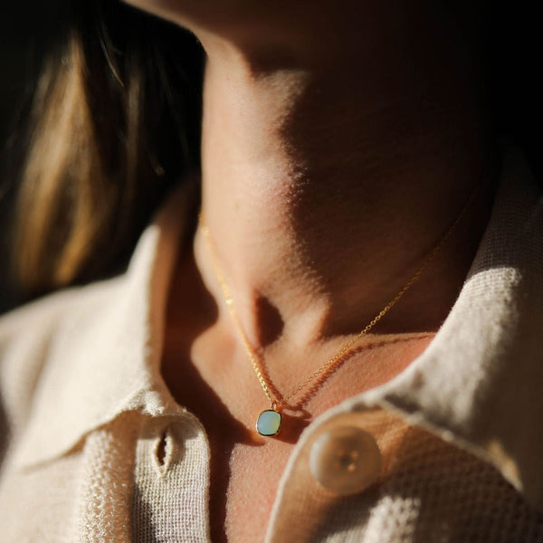 Brooklyn Aqua Chalcedony & Gold Vermeil Necklace-Auree Jewellery