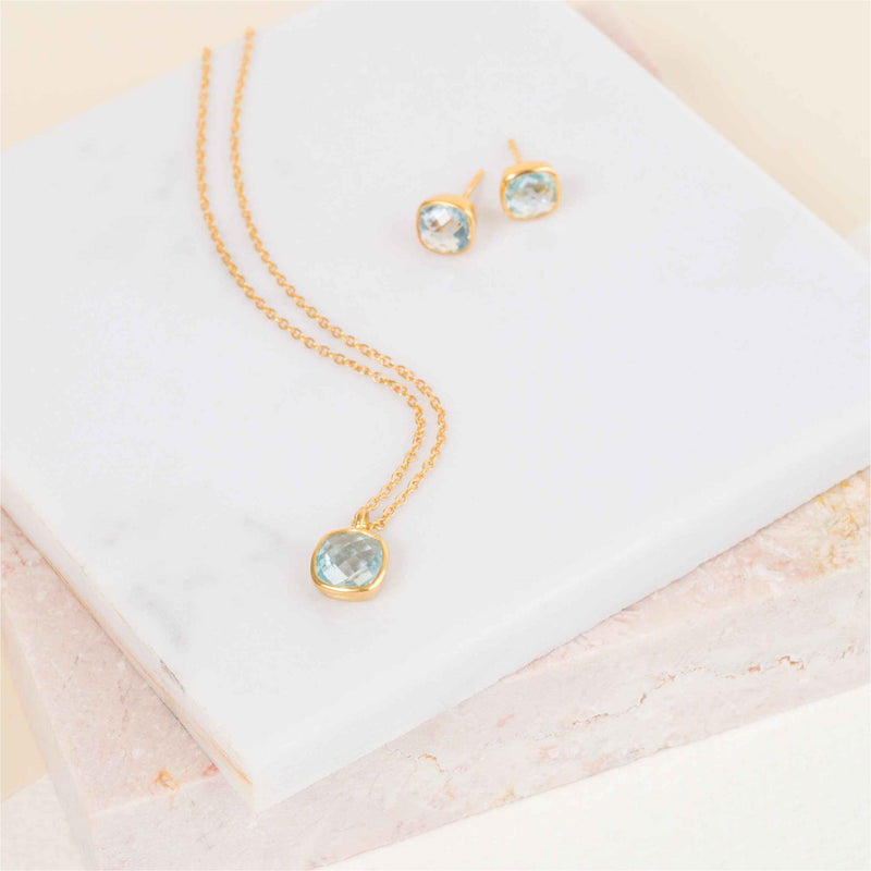 Brooklyn Gold Vermeil & Blue Topaz Necklace-Auree Jewellery