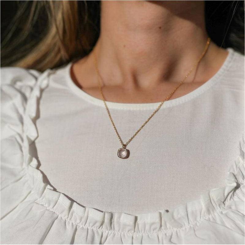 Brooklyn Gold Vermeil & Rose Quartz Necklace-Auree Jewellery