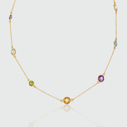 Necklaces & Pendants - Chennai 18" 18ct Gold Vermeil & Multi Gemstone Necklace