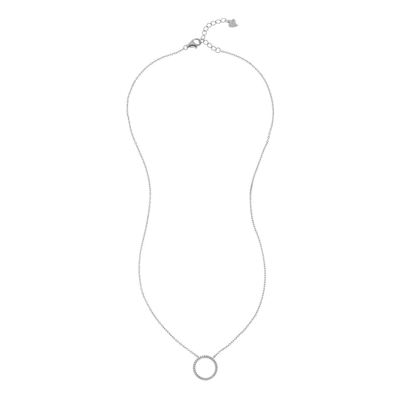 Chora Mini Circle Sterling Silver & Cubic Zirconia Necklace-Auree Jewellery