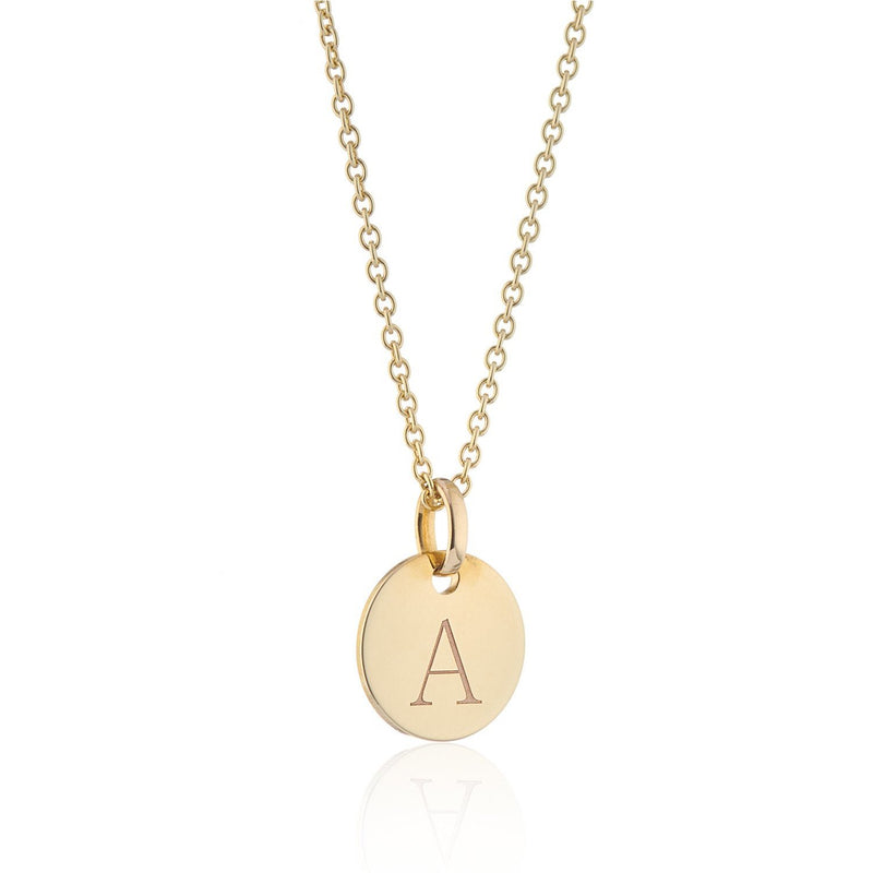 Hobury 9ct Yellow Gold Disc Engraved Initial Pendant (no chain)-Auree Jewellery