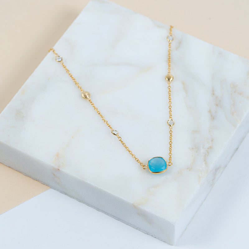 Iseo Blue Chalcedony & Gold Vermeil Necklace-Auree Jewellery