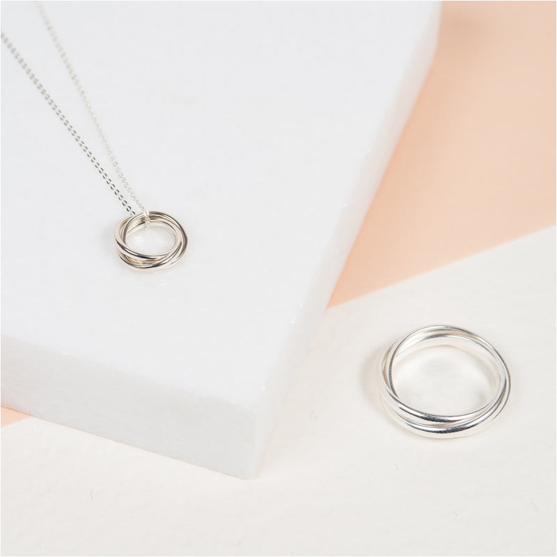 Knightsbridge Sterling Silver Russian Wedding Ring Pendant-Auree Jewellery