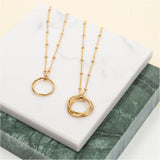 Ronda Round Yellow Gold Vermeil Pendant with Beaded Chain