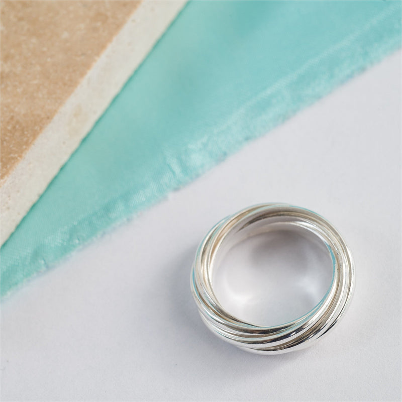 Clarendon Sterling Silver Seven Strand Ring-Auree Jewellery