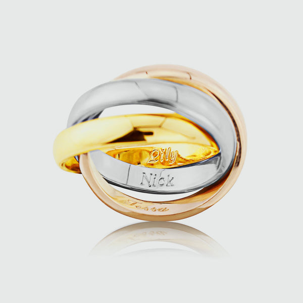Walton Three Colour Gold Russian Wedding Ring 3mm-Auree Jewellery