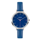 Montmartre Silver Watch with Royal Blue & Hot Pink Leather Strap-Auree Jewellery