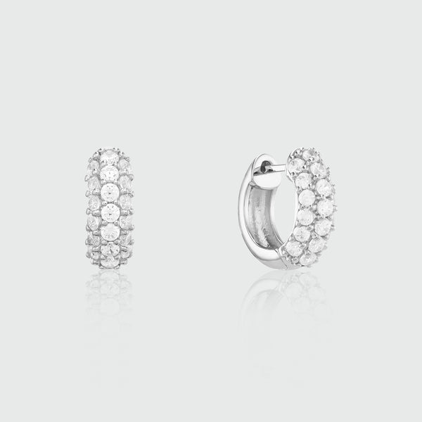 Auree x @theeditbutton Mini Chunky Silver and Cubic Zirconia Hoops