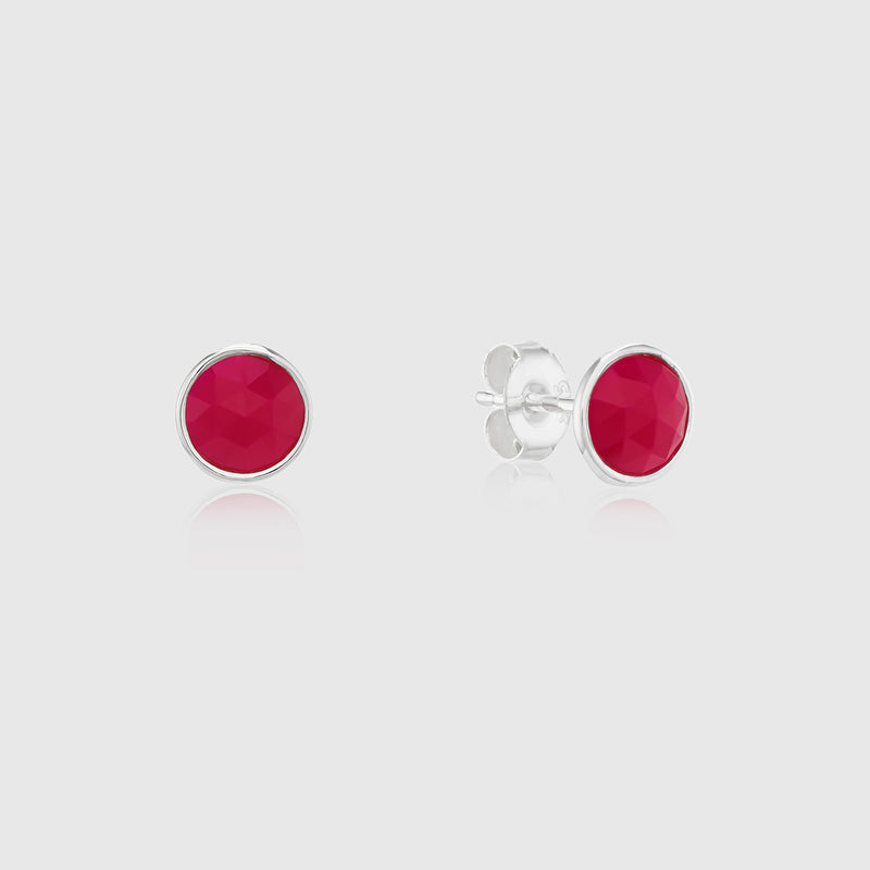 Savanne Sterling Silver & Fuchsia Pink Chalcedony Stud Earrings