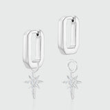 Auree x @theeditbutton Silver Interchangeable Hoop & CZ Star Drop Earrings