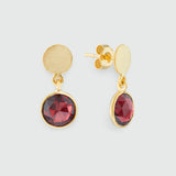 Salina Garnet and Gold Vermeil Disc Earrings