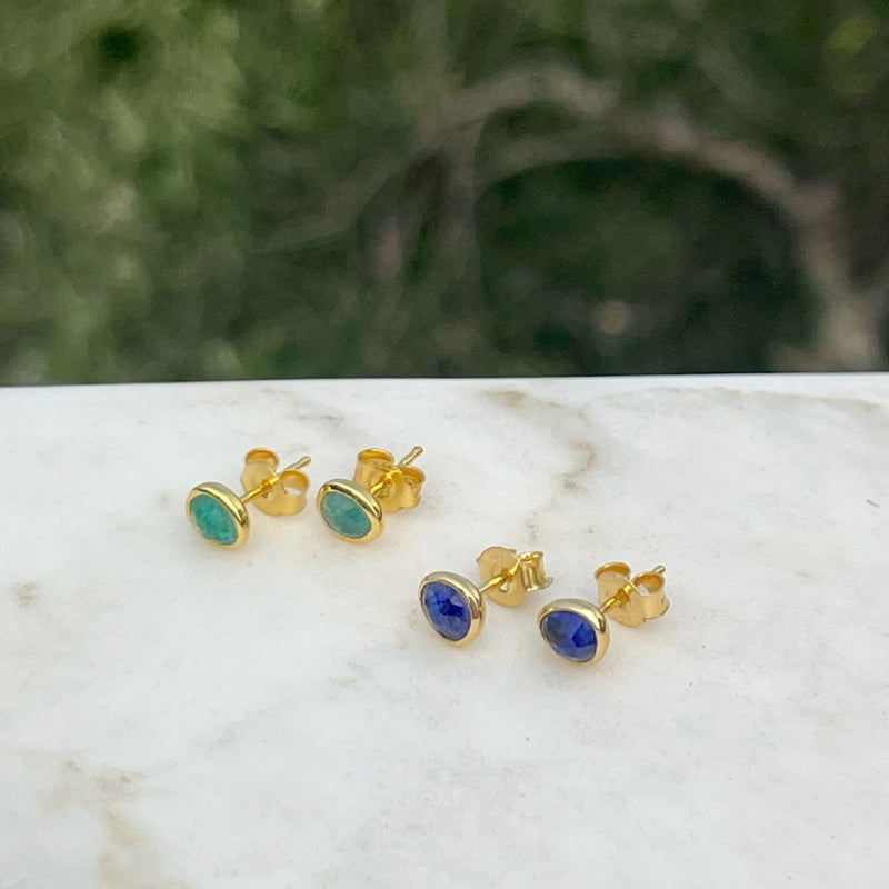 Hampton Emerald & Gold Vermeil Gemstone Stud Earrings