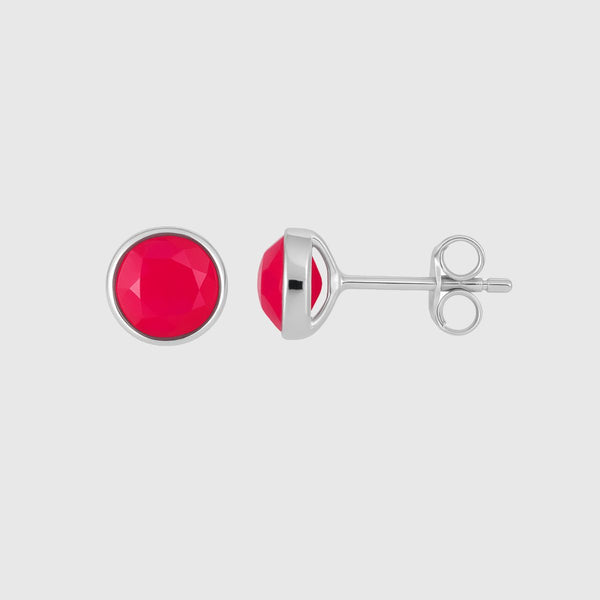 Savanne Sterling Silver & Fuchsia Pink Chalcedony Stud Earrings
