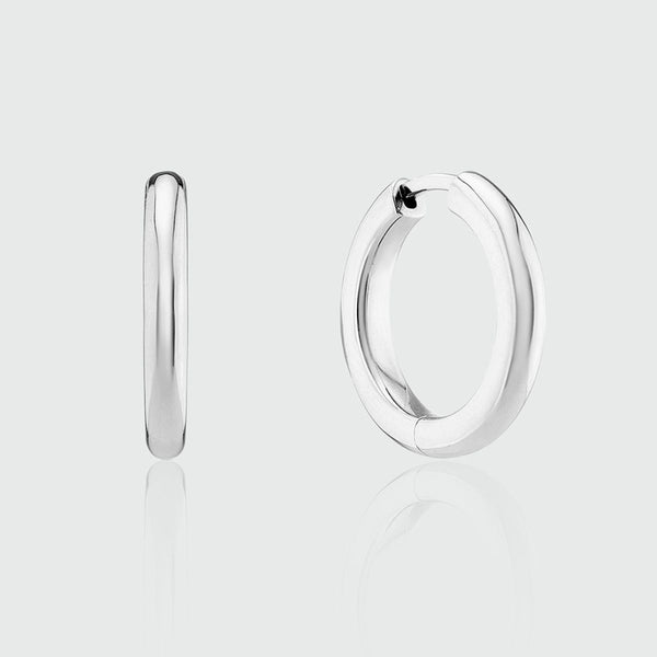 Fernshaw Large Silver Huggie Hoop Earrings