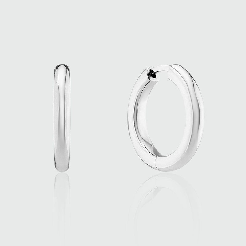 Fernshaw Large Silver Huggie Hoop Earrings