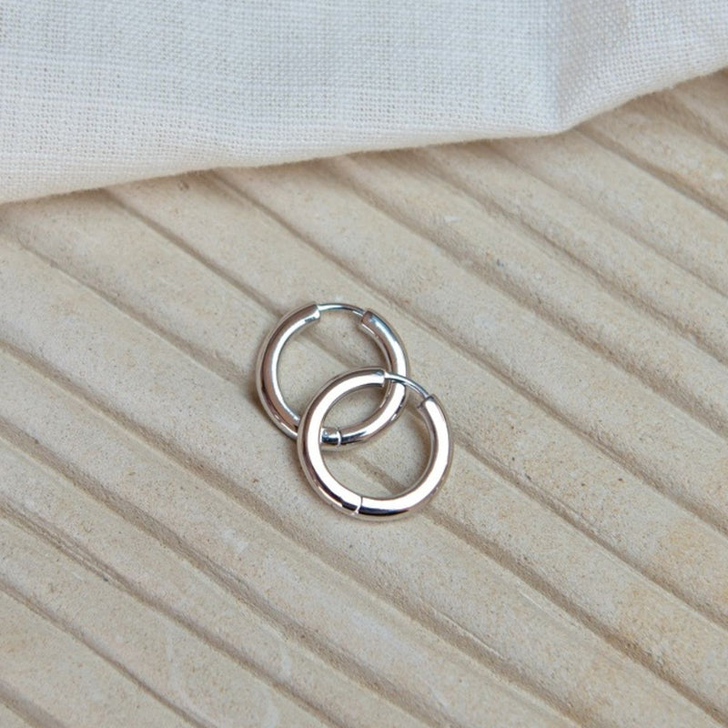 Fernshaw Large Silver Huggie Hoop Earrings