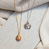 Gaia Silver Oyster Shell and Pearl Necklace