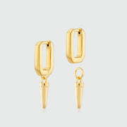 Auree x @theeditbutton Gold Rectangular Hoops with Pointed Drops