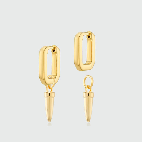 Auree x @theeditbutton Gold Rectangular Hoops with Pointed Drops