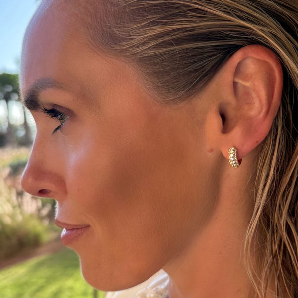 Auree x @theeditbutton Mini Chunky Gold and Cubic Zirconia Hoops