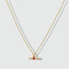 Havana Gold and Tomato Red Enamel T-Bar Necklace