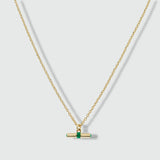 Havana Gold and Apple Green Enamel T-Bar Necklace