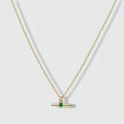 Havana Gold and Apple Green Enamel T-Bar Necklace