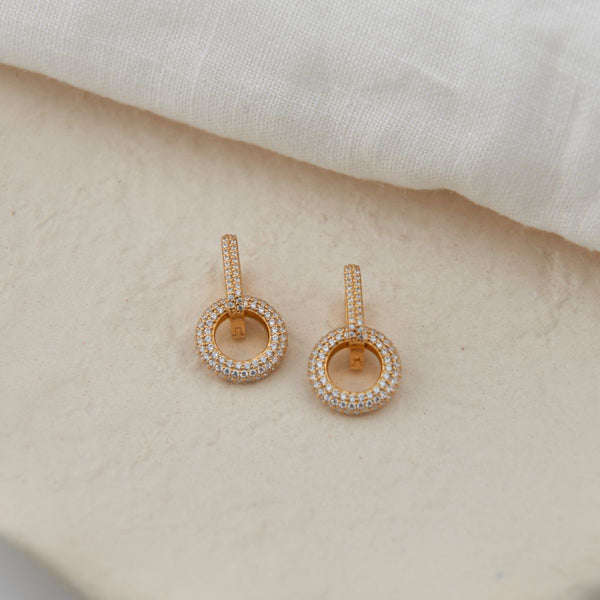 Auree x @theeditbutton Gold CZ Interchangeable Hoop & CZ Circle Drop Earrings