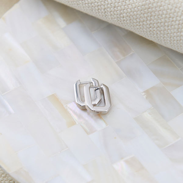 Auree x @theeditbutton Sterling Silver Rectangular Hoops