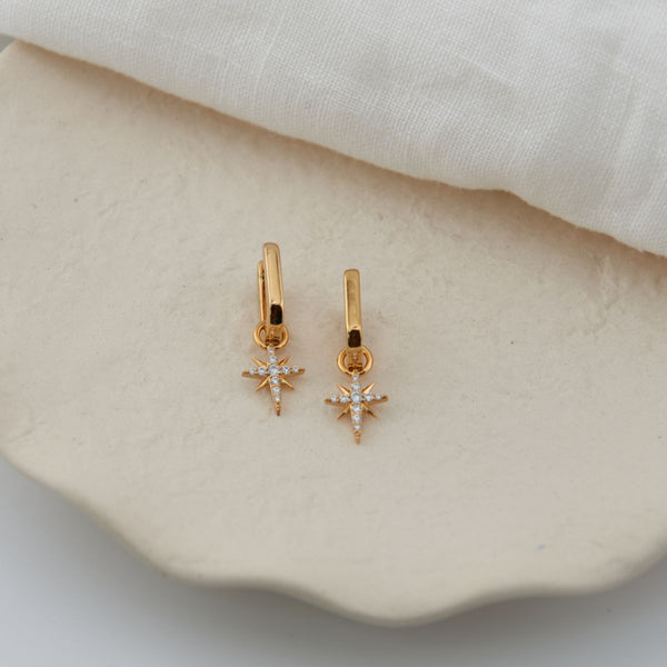 Auree x @theeditbutton Gold Interchangeable Hoop & CZ Star Drop Earrings