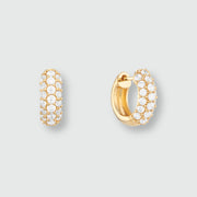 Mini Gold & Cubic Zirconia Huggie Hoops | Gold Plated Hoops | Auree Jewellery